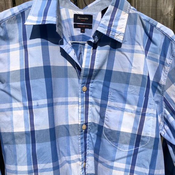 Faconnable Blue Check Button-Up Regular Fit M - Picture 2 of 6